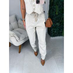 Calça clochard off white - 01286 - Duotti