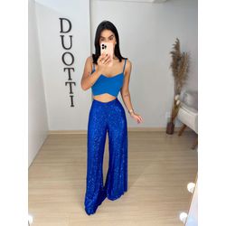 Calça paetê azul royal - 0261 - Duotti