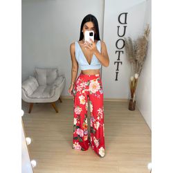 Pantalona vermelha floral - 01185 - Duotti