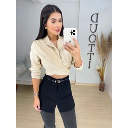 Cropped linho caqui - 02152 - Duotti