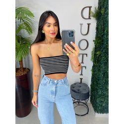 Cropped listrado preto - 02286 - Duotti