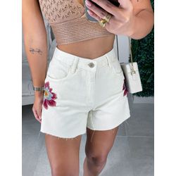 Short off white bordado - 1061 - Duotti