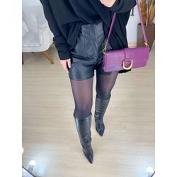 Short couro preto - 1114 - Duotti