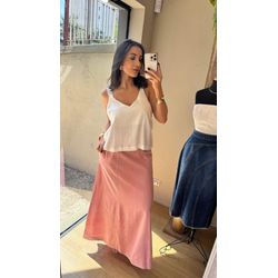 BLUSA SEM MANGA EM LINHO- BRANCO - 2489 - DUQUESA STORE