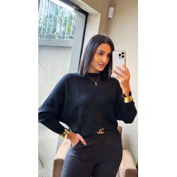 BLUSA MORCEGO MOUSSE PRETO - 1396 - DUQUESA STORE