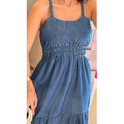 VESTIDO MIDI JEANS- AZUL - 2176 - DUQUESA STORE