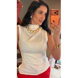 BLUSA KATIA POLIAMIDA DRAPEADA- BRANCA - 2859 - DUQUESA STORE