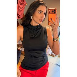 BLUSA KATIA POLIAMIDA DRAPEADA- PRETO - 2859 - DUQUESA STORE
