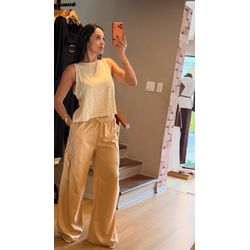 BLUSA VISCOSE TWILL COM STRASS- NUDE - 2566 - DUQUESA STORE