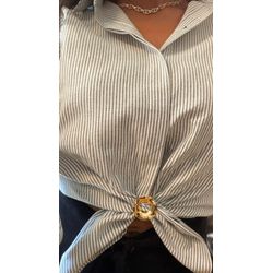 CAMISA LISTRADA- PRETO E BRANCO - 2885 - DUQUESA STORE