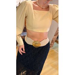 CROPPED MANGA LONGA- BEGE - 2848 - DUQUESA STORE