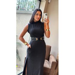 VESTIDO LUANA GOLA ALTA PRETO - 2400 - DUQUESA STORE