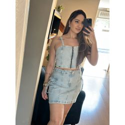 CROPPED JEANS ZIPER- AZUL - 2175 - DUQUESA STORE