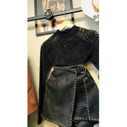 SAIA SUEDE APLICAÇÕES- PRETO - 2862 - DUQUESA STORE