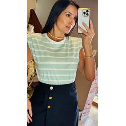 T-SHIRT LISTRADA OMBREIRA- VERDE - 2644 - DUQUESA STORE