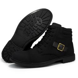 Bota Coturno Masculino Cano Médio em Lona Preta - ... - EAST SPORT