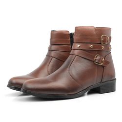 Bota Feminina Cano Curto Fivela Capuccino - fiv-c... - ECOMMERCEVERSO