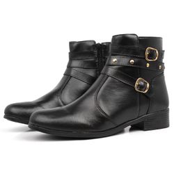 Bota Feminina Cano Curto Fivela Preto - fiv-preta - ECOMMERCEVERSO