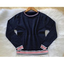 Blusa modal poa azul marinho - 202404 - Elegância Rouparia