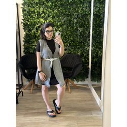 Colete franja cinza - 20240167 - Elegância Rouparia