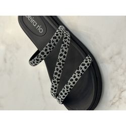 Papete Beira Rio Preto Strass 3 tiras - 8488.108.... - Elegância Rouparia