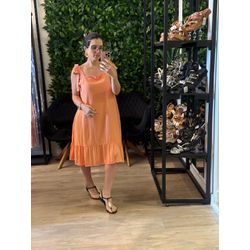 Vestido Curto alça de amarração salmon - 20240000... - Elegância Rouparia