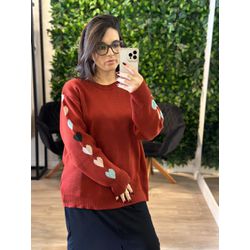 Blusa com manga de coração terracota - 20240422 - Elegância Rouparia