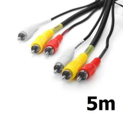 Cabo Audio e Video 3RCA+3RCA c/ Fio Coaxial 5m - Eletrônica Faria