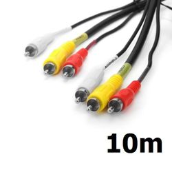 Cabo Audio e Video 3RCA+3RCA c/ Fio Coaxial 10m - Eletrônica Faria