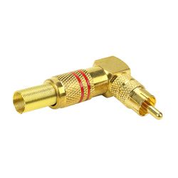 PLUG RCA MACHO 90° PROFISSIONAL DOURADO - Eletrônica Faria