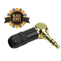 Plug P2 stereo 90° metal Black-Series - Eletrônica Faria