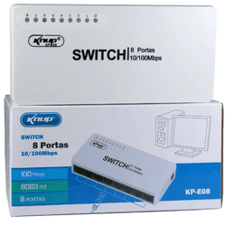 Switch 8 portas 10/100mbps KNUP KPE-08 - Eletrônica Faria