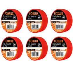 Kit 6 Fitas Isolante Vermelha Fox Lux - 10M - Eletro Light