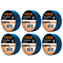 Kit 6 Fitas Isolantes Azul Fox Lux - 10M - Eletro Light