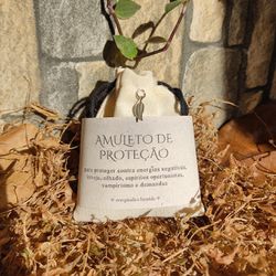 Amuleto de Proteção - Patuá com Cristais e Ervas - Loja Elfyn