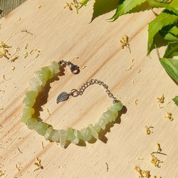 Pulseira Jade Oliva - Cura, Amizade e Amor Divino - Loja Elfyn