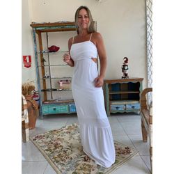 Vestido Alça Fina - Off White - Elisete Ferreira