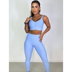 Conjunto Calça Top Alça Azul Sky - ELLAS FIT