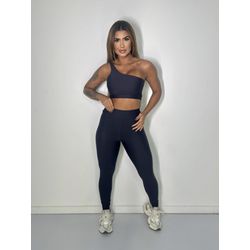 Conjunto Calça Top Ombro Preto - ELLAS FIT
