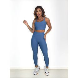 Conjunto Calça Top Joy Azul Petróleo - ELLAS FIT