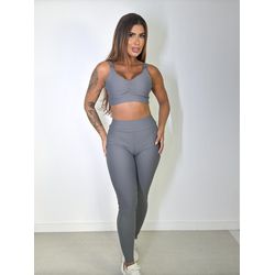 Conjunto Calça Top Alça Grafite - ELLAS FIT