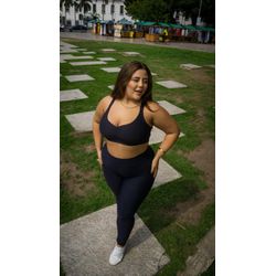 Conjunto Calça Top Alça Curvilíneas Preto - ELLAS FIT