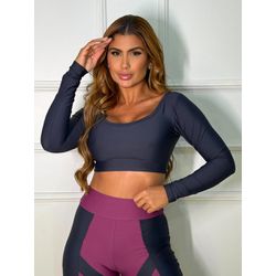 Cropped Manga Longa Preto - ELLAS FIT