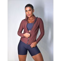 Casaco Zíper Tratorado Marrom - ELLAS FIT