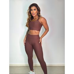 Conjunto Calça Top Joy Marrom - ELLAS FIT
