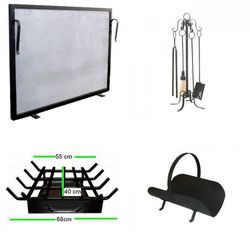 Kit Tela Para Lareira Em Ferro 90x60cm + Conjunto ... - Empório do Lazer