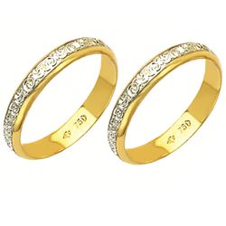 Alianças bodas de prata em ouro branco e amarelo 1... - EMPORIUM DAS ALIANÇAS