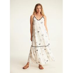 VESTIDO ALÇA LINHO BORDADO FACES - Empório Isa