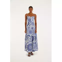 VESTIDO LONGO ESTAMPADO DELICADEZA DE BANANA - Empório Isa