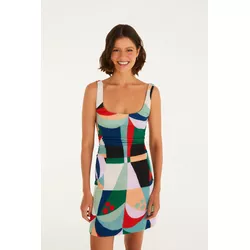 VESTIDO CURTO ALÇA ESTAMPADO RECANTO DOS COQUEIROS... - Empório Isa